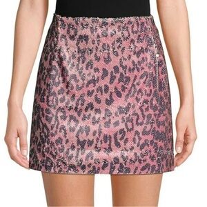 NWT Free People 2 Ways Pink Cheetah Sequince Mini Skirt